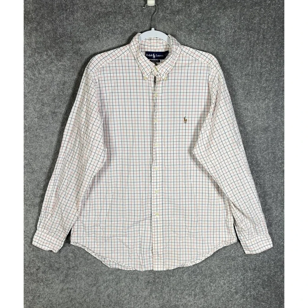 Ralph Lauren Classic Fit Windowpane Button Down Dress Shirt Mens Size 16.5 Large